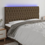 Hoofdbord LED 200x7x118/128 cm donkerbruin stof