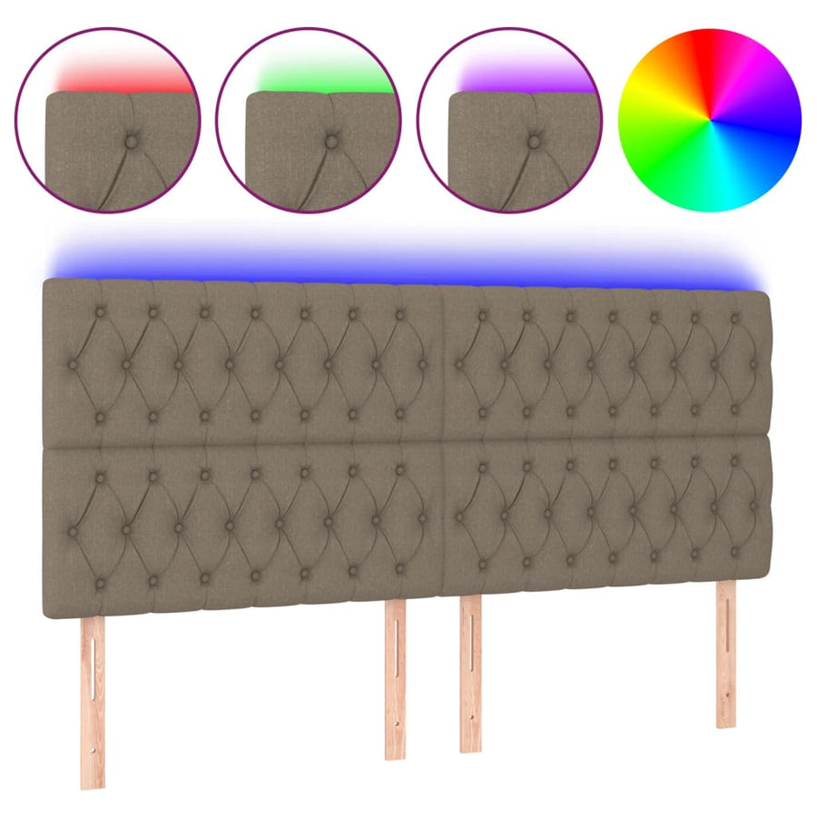 Hoofdbord Led Stof 200 x 7 x 118/128 cm Taupe