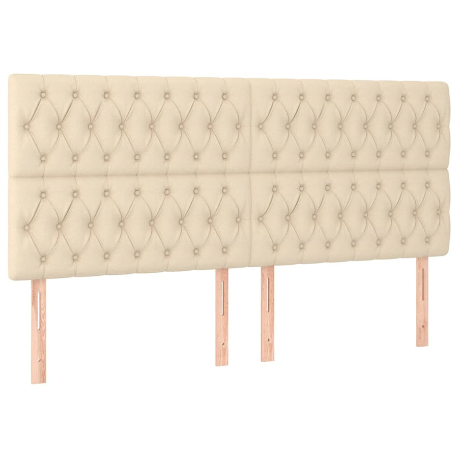 Hoofdbord Led Stof Kleurig 200 x 7 x 118/128 cm Crème