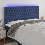Hoofdbord LED 200x7x118/128 cm stof blauw