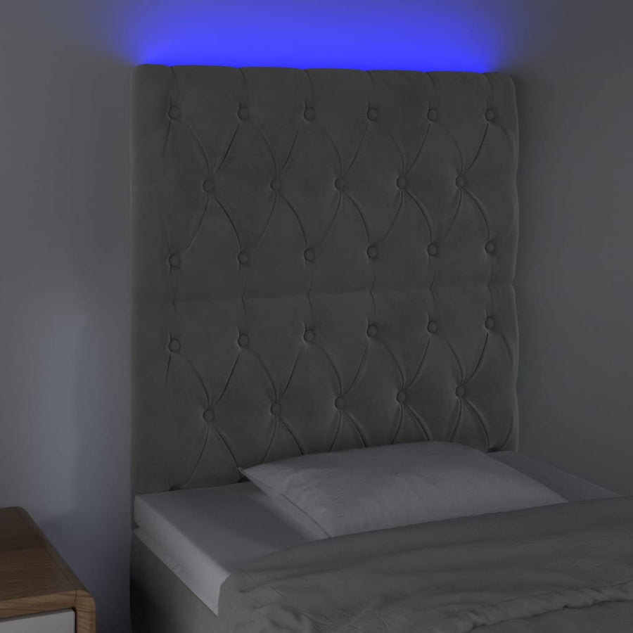 Hoofdbord Led Fluweel 80 x 7 x 118/128 cm Lichtgrijs