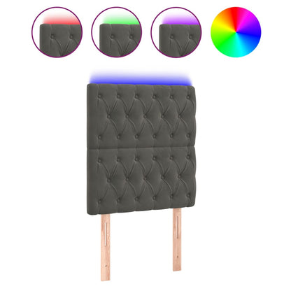 Hoofdbord Led Fluweel 80 x 7 x 118/128 cm Donkergrijs