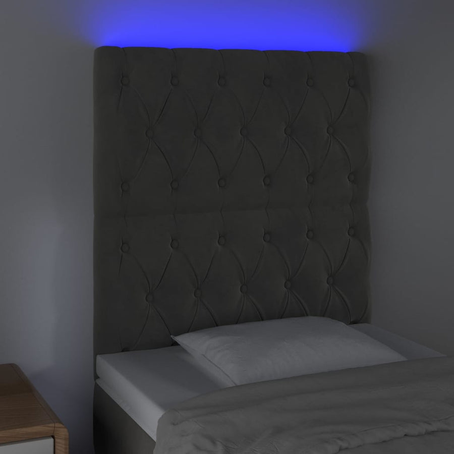 Hoofdbord Led Fluweel 80 x 7 x 118/128 cm Donkergrijs