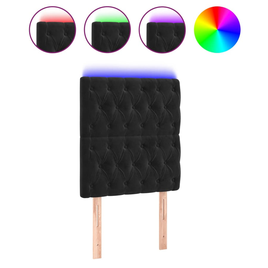 Hoofdbord Led Fluweel 80 x 7 x 118/128 cm Zwart
