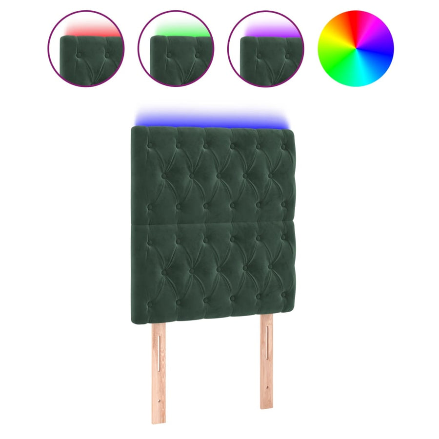 Hoofdbord Led Fluweel 80 x 7 x 118/128 cm Donkergroen