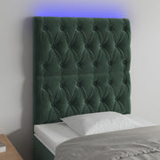 Hoofdbord 80x7x118/128 cm fluweel donkergroen LED