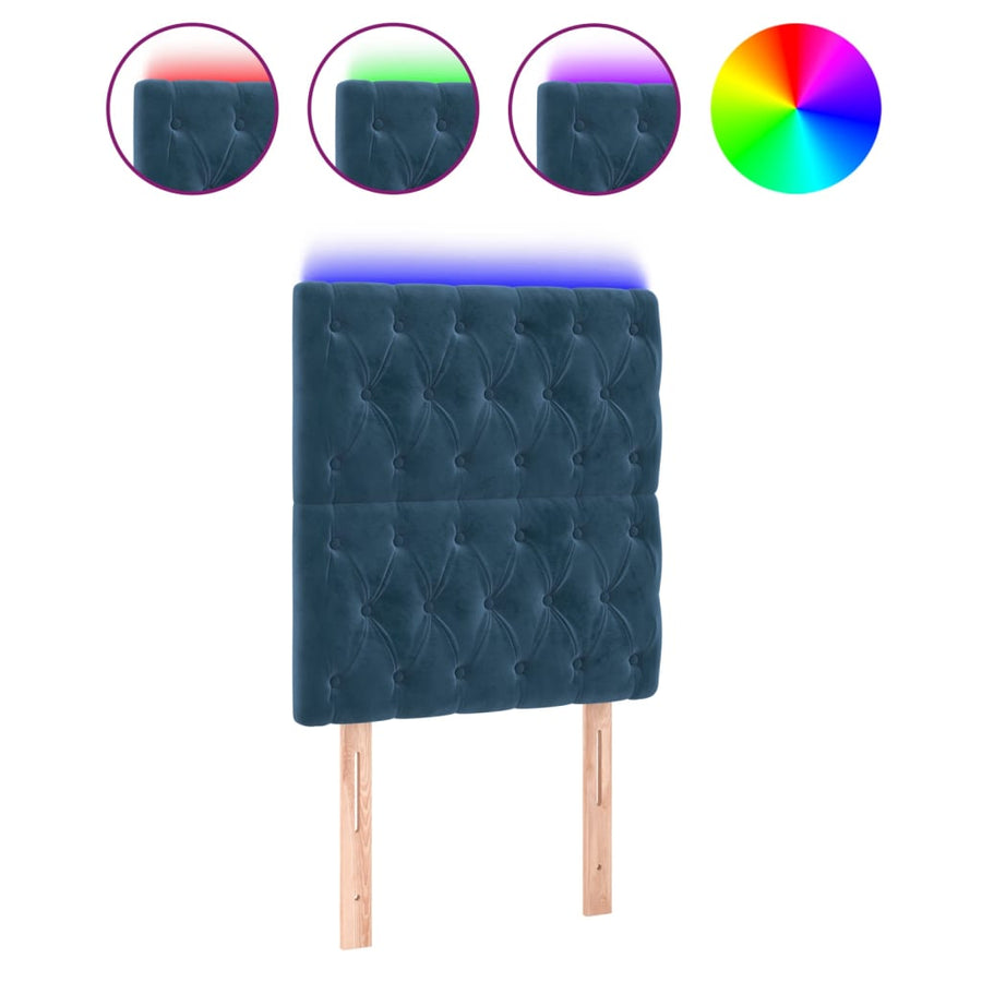 Hoofdbord Led Fluweel 80 x 7 x 118/128 cm Donkerblauw