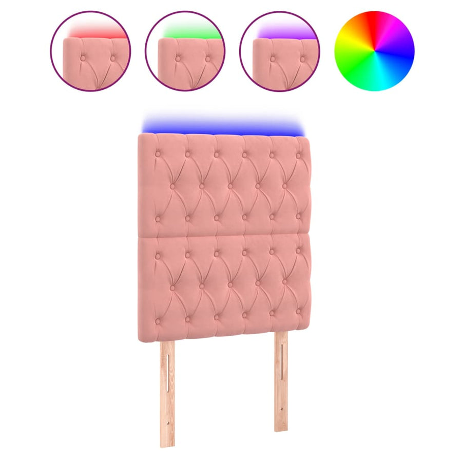 Hoofdbord Led Fluweel 80 x 7 x 118/128 cm Roze