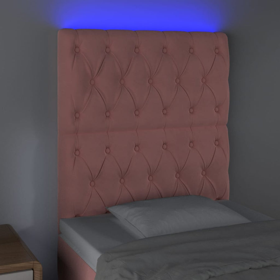 Hoofdbord Led Fluweel 80 x 7 x 118/128 cm Roze