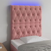 Hoofdbord 80x7x118/128 cm fluweel roze LED