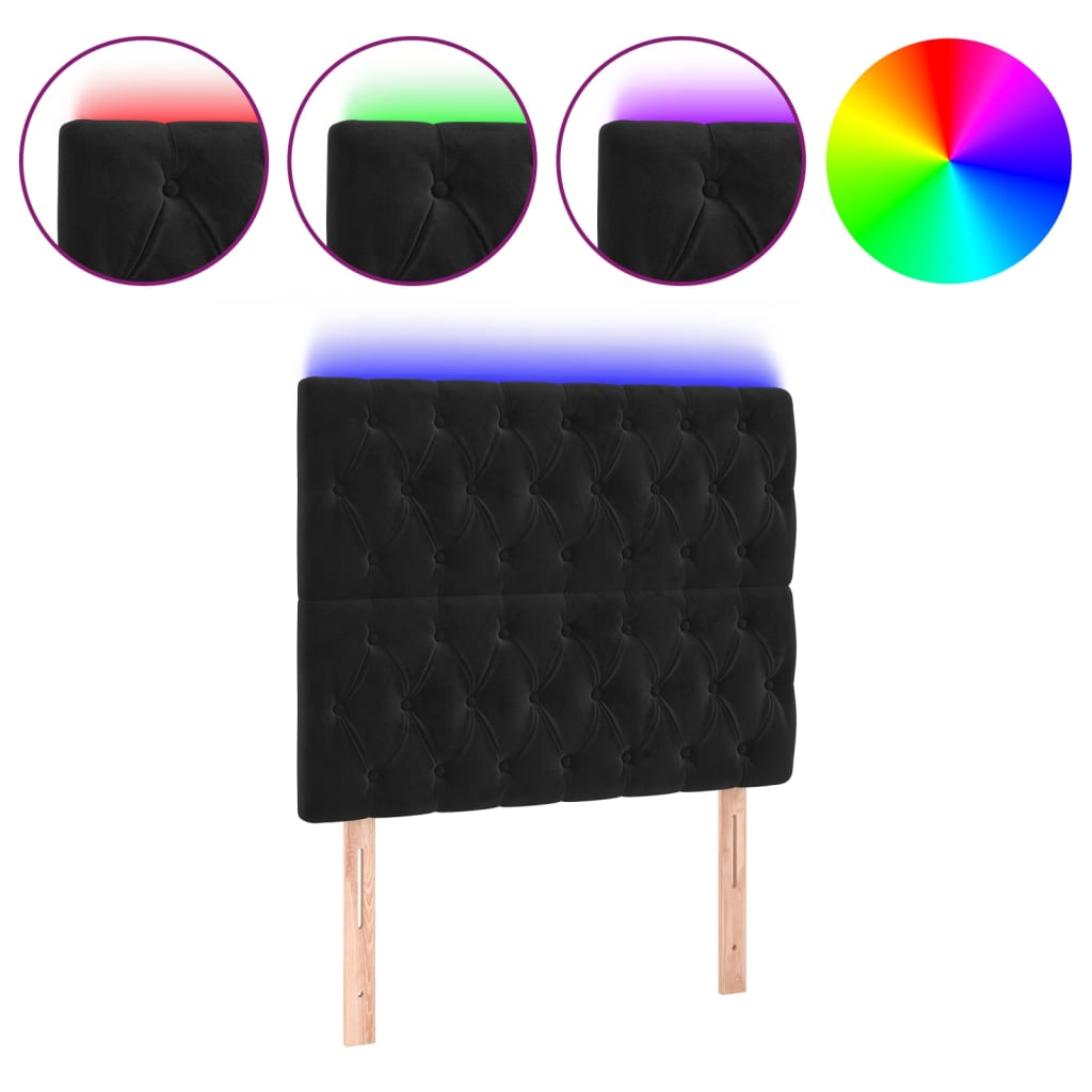Hoofdbord Led 90X7X118/128 Cm Fluweel Zwart 90 x 7 x 118/128 cm