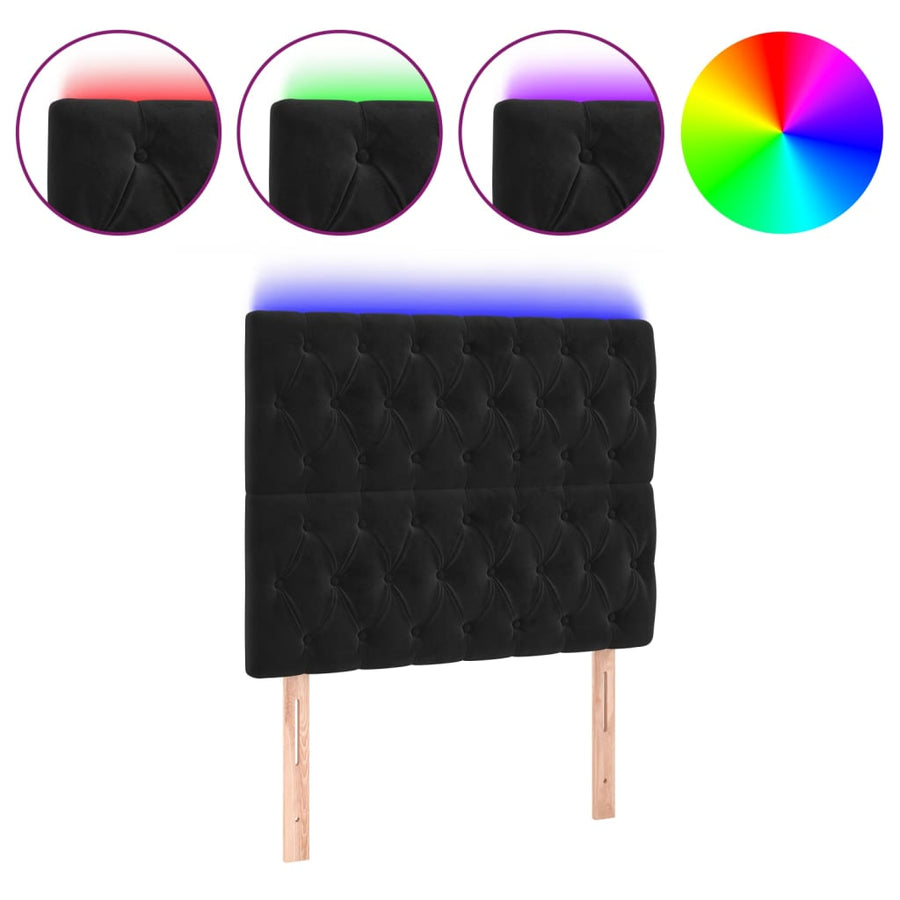 Hoofdbord Led 90X7X118/128 Cm Fluweel Zwart 90 x 7 x 118/128 cm