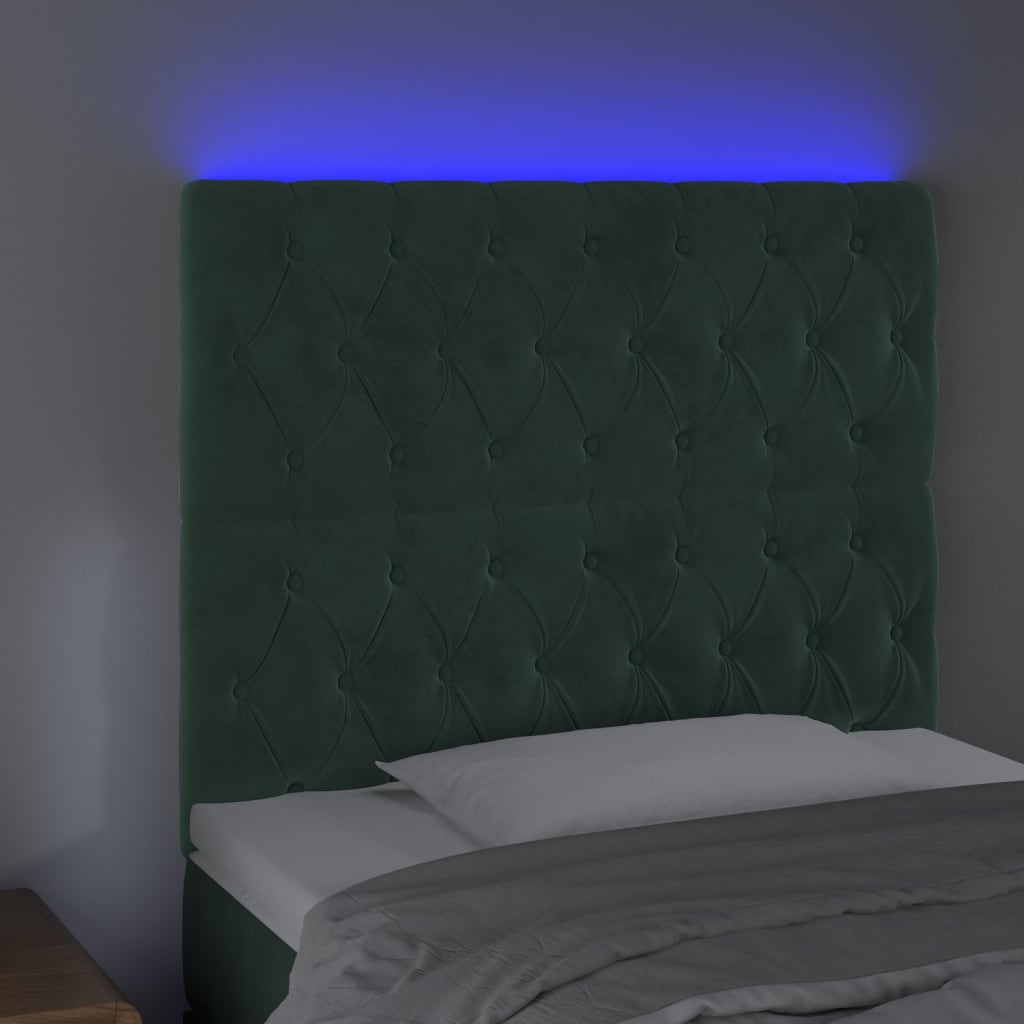 Hoofdbord Led Fluweel 1 90 x 7 x 118/128 cm Donkergroen
