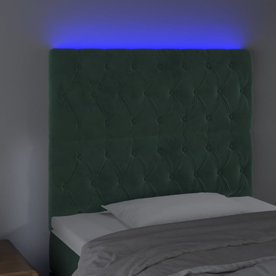 Hoofdbord Led Fluweel 1 90 x 7 x 118/128 cm Donkergroen