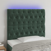 Hoofdbord 90x7x118/128 cm fluweel donkergroen LED