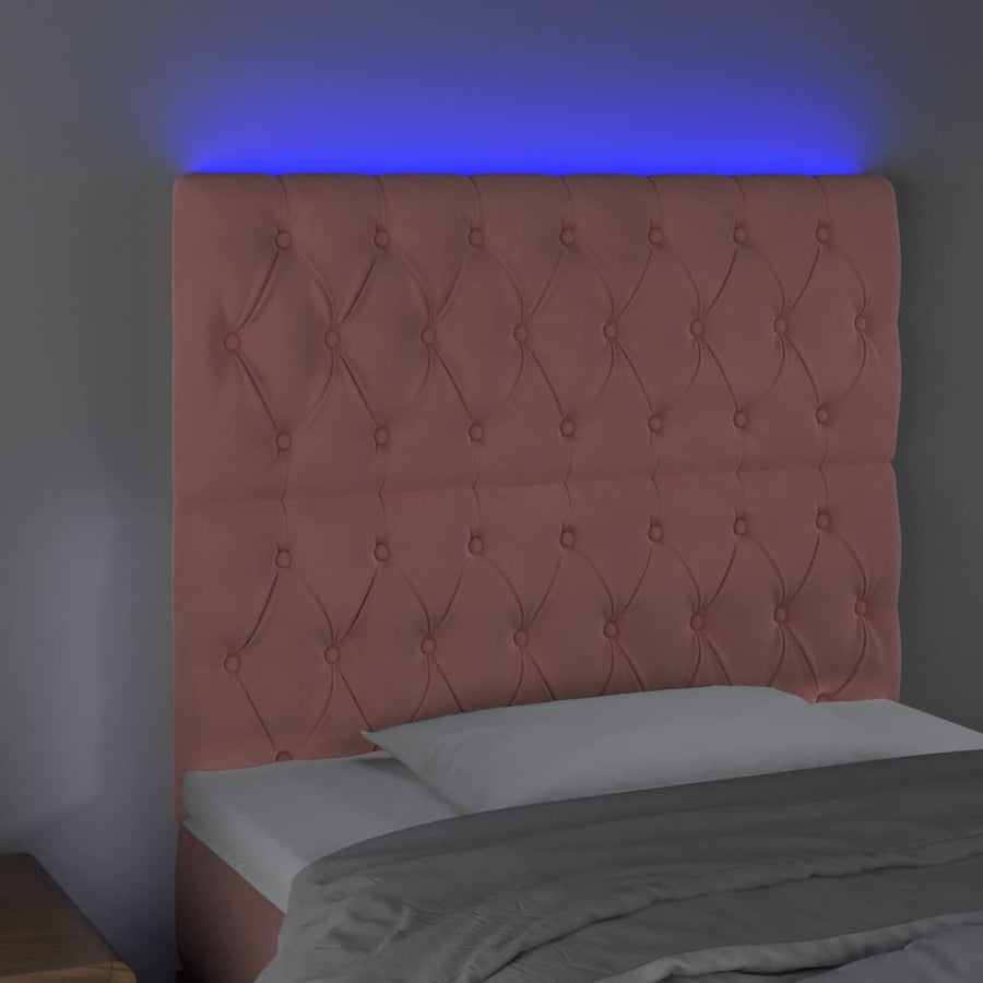 Hoofdbord Led Fluweel 1 90 x 7 x 118/128 cm Roze