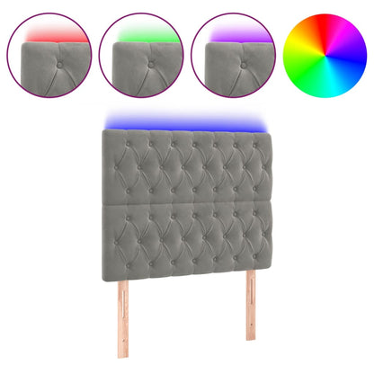 Hoofdbord Led Fluweel 100 x 7 x 118/128 cm Lichtgrijs