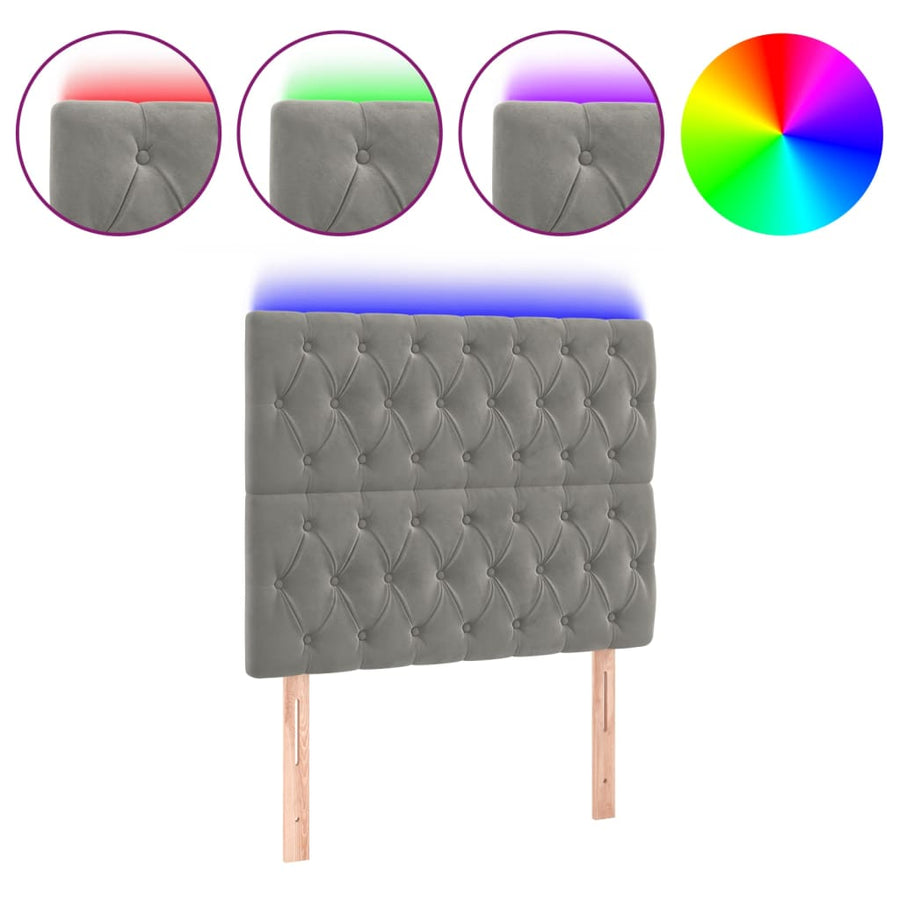 Hoofdbord Led Fluweel 100 x 7 x 118/128 cm Lichtgrijs