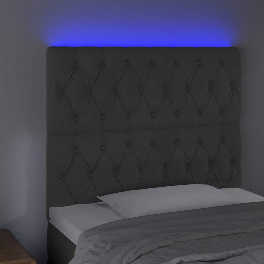 Hoofdbord Led Fluweel 100 x 7 x 118/128 cm Donkergrijs