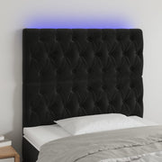 Hoofdbord 100x7x118/128 cm fluweel zwart LED