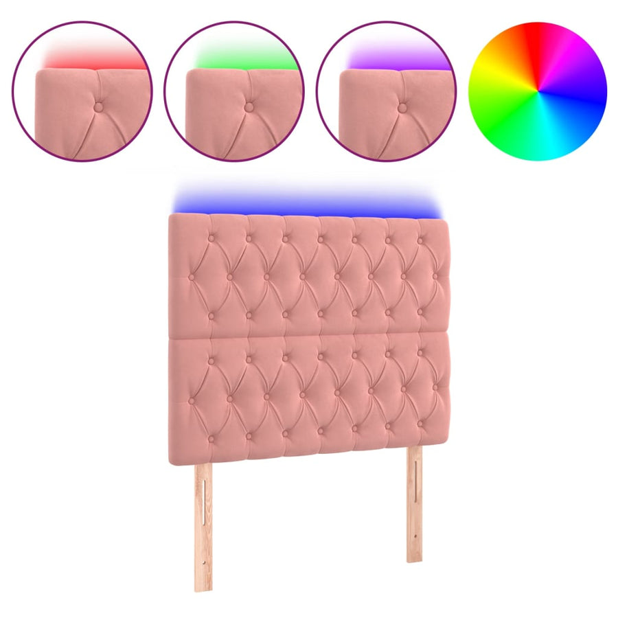 Hoofdbord Led Fluweel 100 x 7 x 118/128 cm Roze