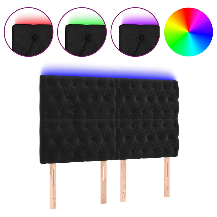 Hoofdbord Led Fluweel 1 144 x 7 x 118/128 cm Zwart