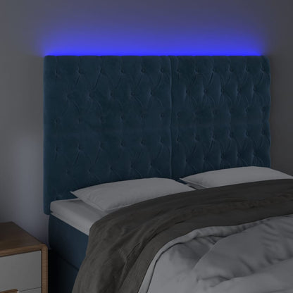 Hoofdbord Led Fluweel 1 144 x 7 x 118/128 cm Donkerblauw