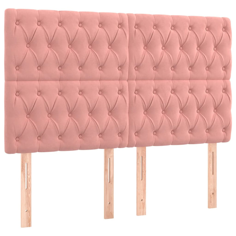 Hoofdbord Led Fluweel 1 144 x 7 x 118/128 cm Roze