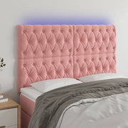 Hoofdbord 144x7x118/128 cm fluweel roze LED
