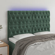 Hoofdbord 160x7x118/128 cm fluweel donkergroen LED