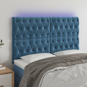 Hoofdbord 160x7x118/128 cm fluweel donkerblauw LED
