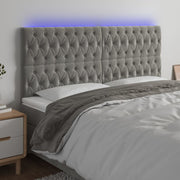 Hoofdbord 180x7x118/128 cm fluweel lichtgrijs LED