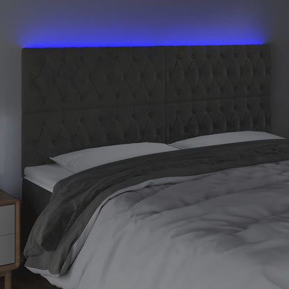 Hoofdbord Led Fluweel 180 x 7 x 118/128 cm Donkergrijs