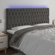 Hoofdbord 180x7x118/128 cm fluweel donkergrijs LED