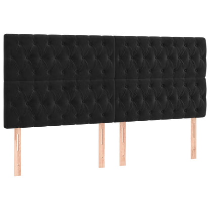 Hoofdbord Led 180X7X118/128 Cm Fluweel Zwart 180 x 7 x 118/128 cm