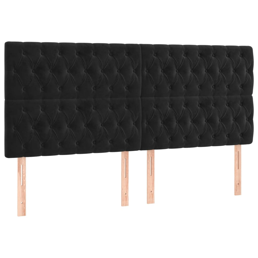 Hoofdbord Led 180X7X118/128 Cm Fluweel Zwart 180 x 7 x 118/128 cm