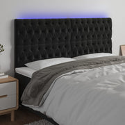 Hoofdbord 180x7x118/128 cm fluweel zwart met LED