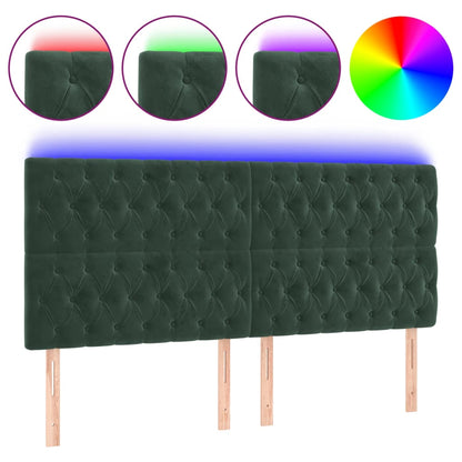 Hoofdbord Led Fluweel 1 180 x 7 x 118/128 cm Donkergroen