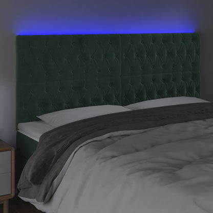 Hoofdbord Led Fluweel 1 180 x 7 x 118/128 cm Donkergroen