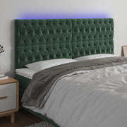 Hoofdbord LED 180x7x118/128 cm fluweel donkergroen