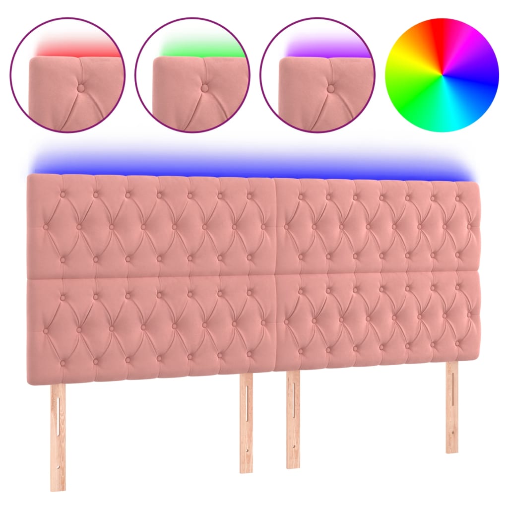 Hoofdbord Led Fluweel 1 180 x 7 x 118/128 cm Roze