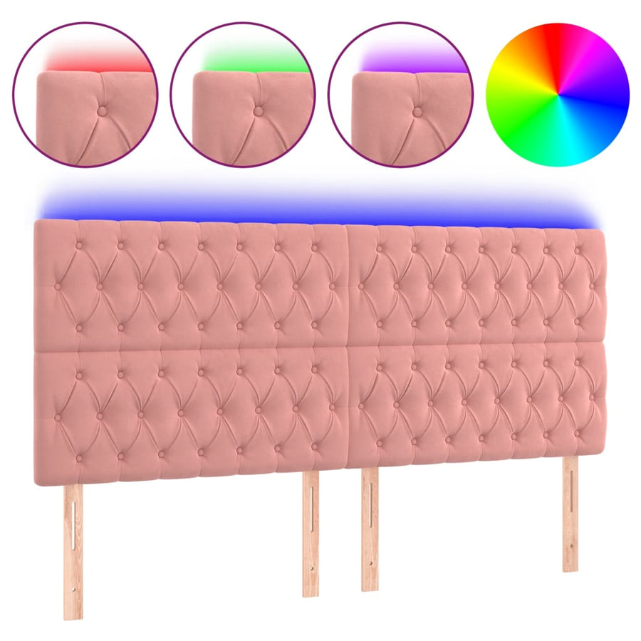 Hoofdbord Led Fluweel 1 180 x 7 x 118/128 cm Roze