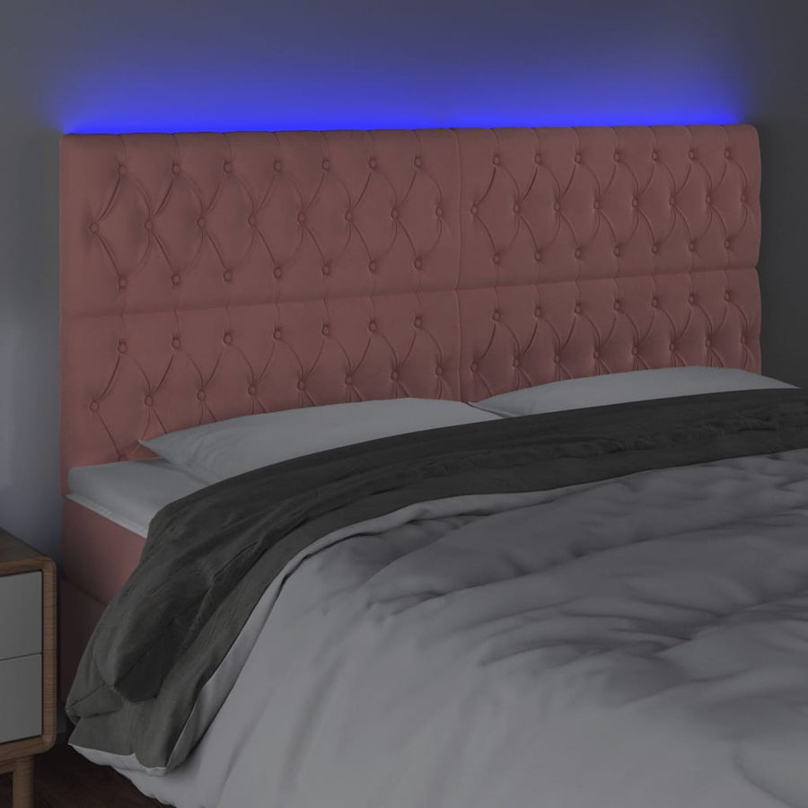 Hoofdbord Led Fluweel 1 180 x 7 x 118/128 cm Roze
