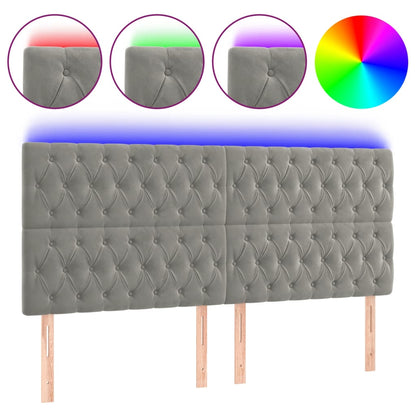 Hoofdbord Led Fluweel 200 x 7 x 118/128 cm Lichtgrijs