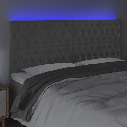 Hoofdbord Led Fluweel 200 x 7 x 118/128 cm Lichtgrijs