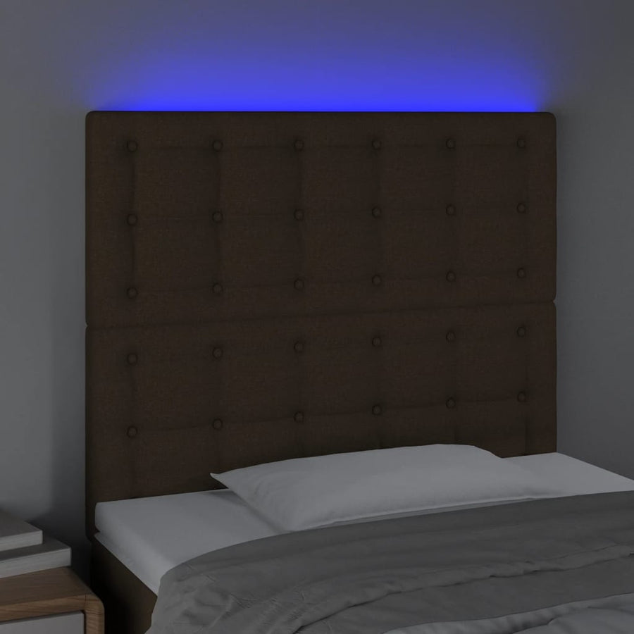 Hoofdbord Led Stof 80 x 5 x 118/128 cm Donkerbruin
