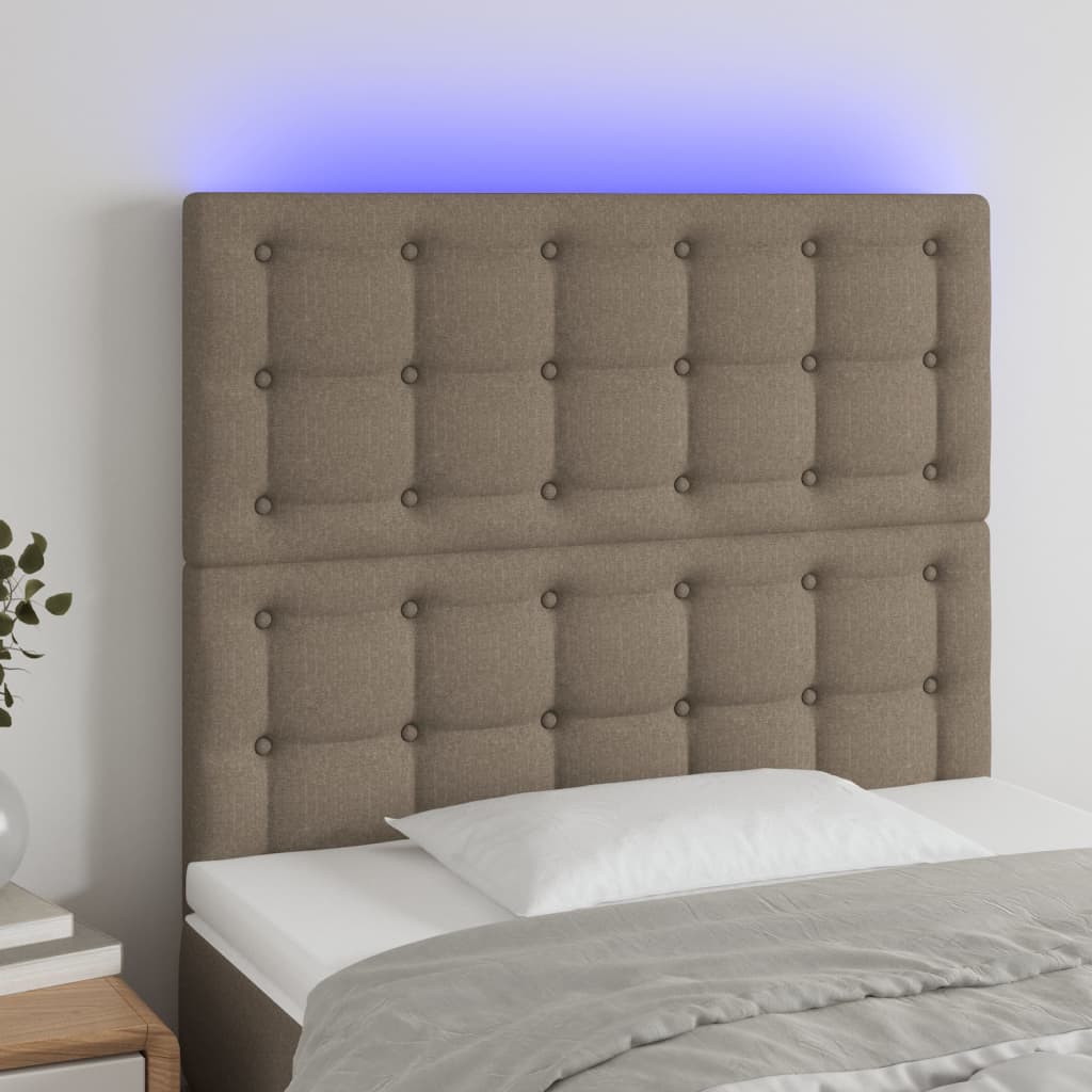 Hoofdbord LED 80x5x118/128 cm stof taupe