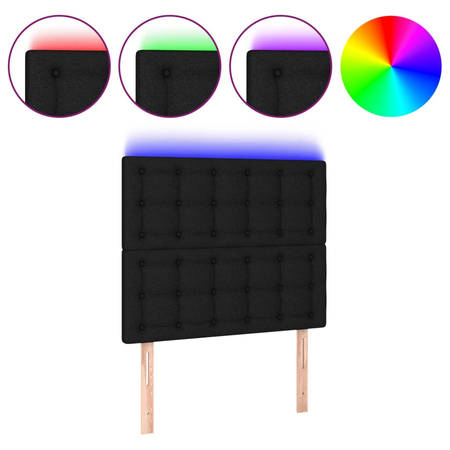Hoofdbord Led Stof 90 x 5 x 118/128 cm Zwart