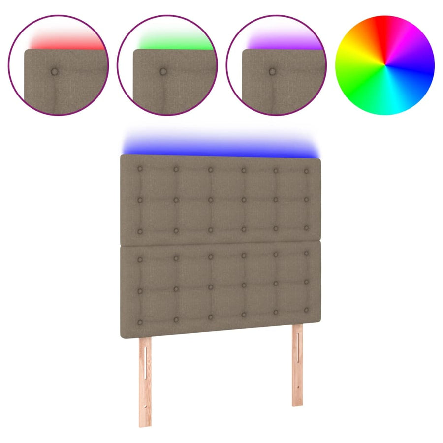 Hoofdbord Led Stof 90 x 5 x 118/128 cm Taupe