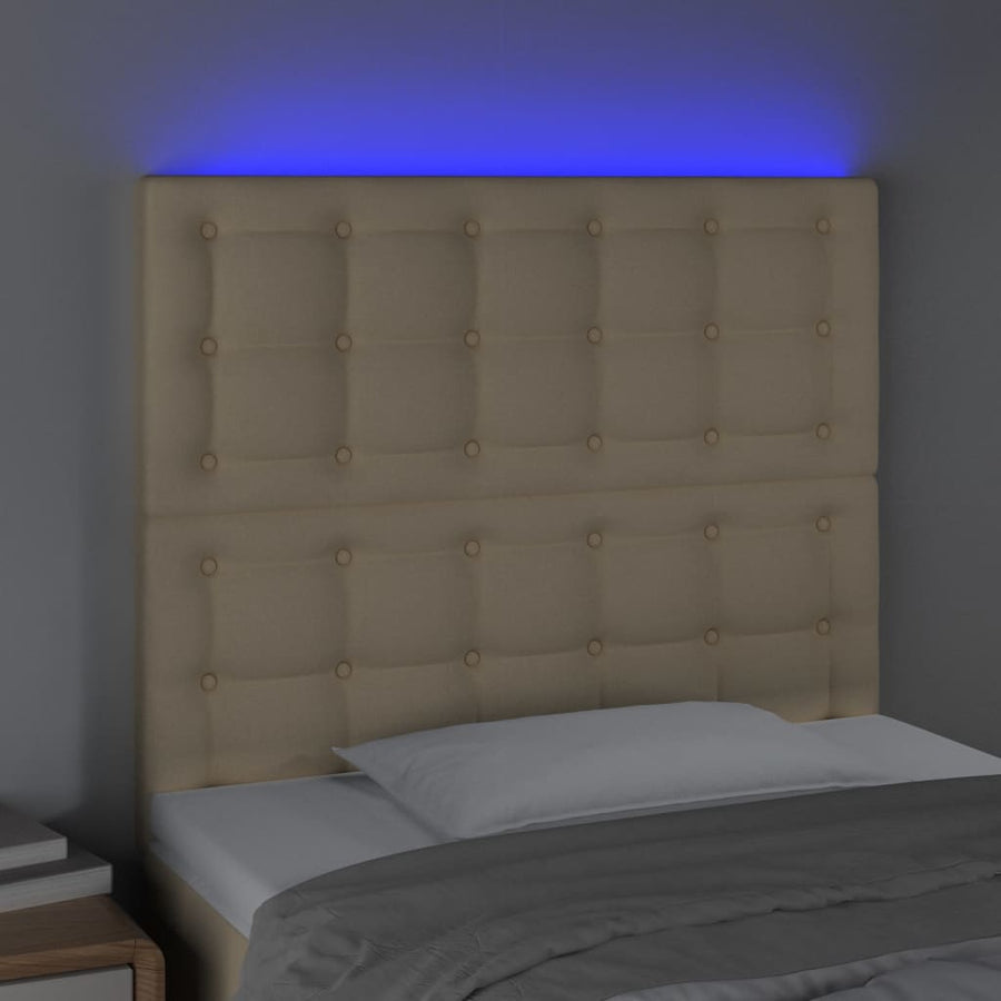 Hoofdbord Led 90X5X118/128 Cm Stof Crèmekleurig 90 x 5 x 118/128 cm